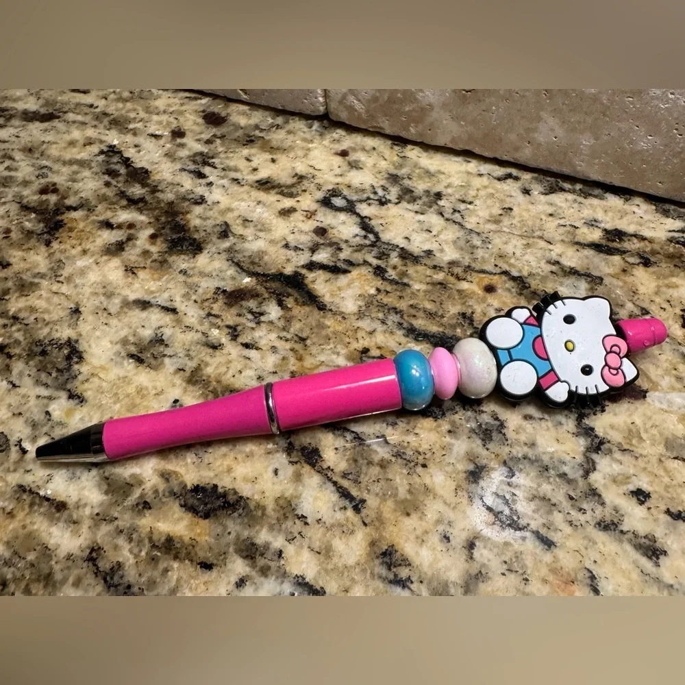 Hello Kitty Sanrio Handcrafted Pastel Beaded Pink Pen Stationery Gift